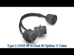 Deutsch 9-Pin J1939 Γυναίκα προς J1939 Άνδρας Square Flange & Threaded J1939 Άνδρας Splitter Y καλώδιο