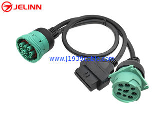 J1939 9 Pin to OBD 2 OBD2 16 Pin Splitter Y Cable 9Pin Spliter Wire Harness for Truck GPS
