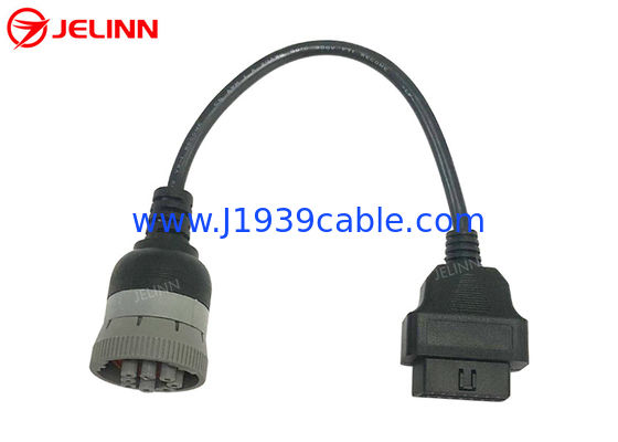 Gray CAT 9 Pin to OBD 2 OBD2 16 Pin Cable for Caterpillar