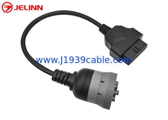 Gray CAT 9 Pin to OBD 2 OBD2 16 Pin Cable for Caterpillar