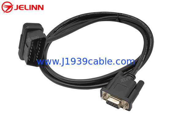 J1962 Right Angle OBD 2 OBD2 16 Pin to RS232 DB9 Connector Cable