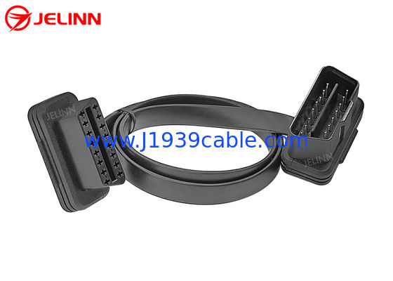 Αρσενικό σωστής γωνίας 16-καρφιτσών J1962 OBD2 OBDII στο θηλυκό επίπεδο καλώδιο επέκτασης