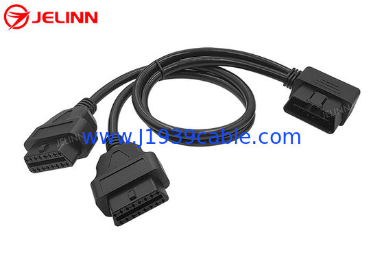 OBD2 OBDII 16 αρσενικό σωστής γωνίας καρφιτσών στο διπλό θηλυκό στρογγυλό διασπασμένο καλώδιο Υ