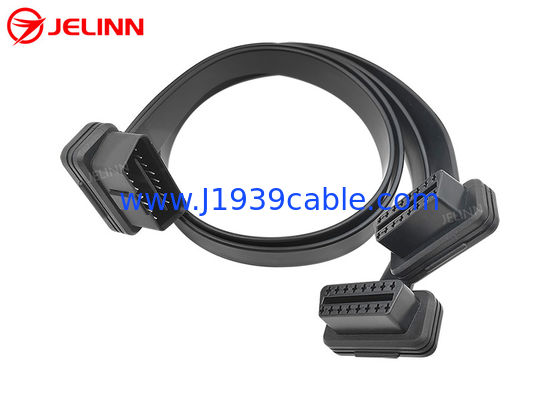 Σωστή γωνία αρσενικό 24V OBD2 OBDII J1962 στο διπλό θηλυκό επίπεδο καλώδιο Υ